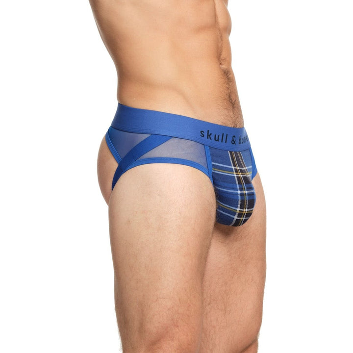 Blue Tartan Sheer Mesh Y-Jock