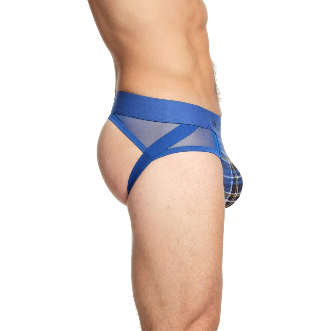 Blue Tartan Sheer Mesh Y-Jock