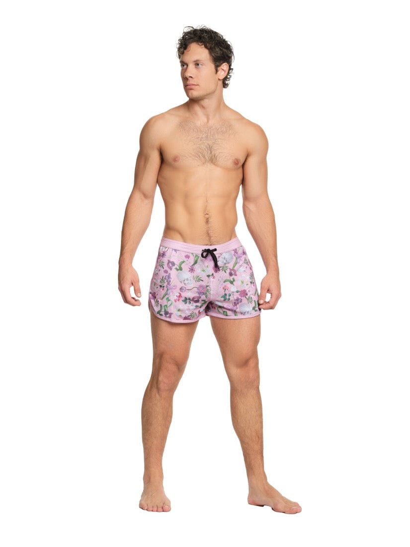 Hand Painted Dutch Floral Mesh Short Pink