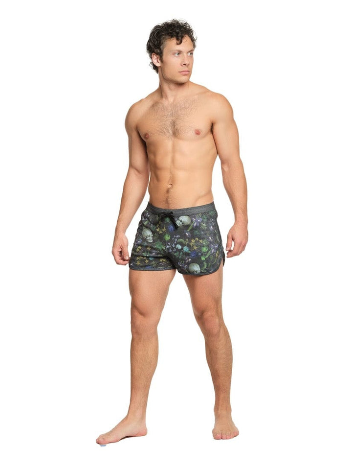 Hand Painted Dutch Floral Mesh Short Green