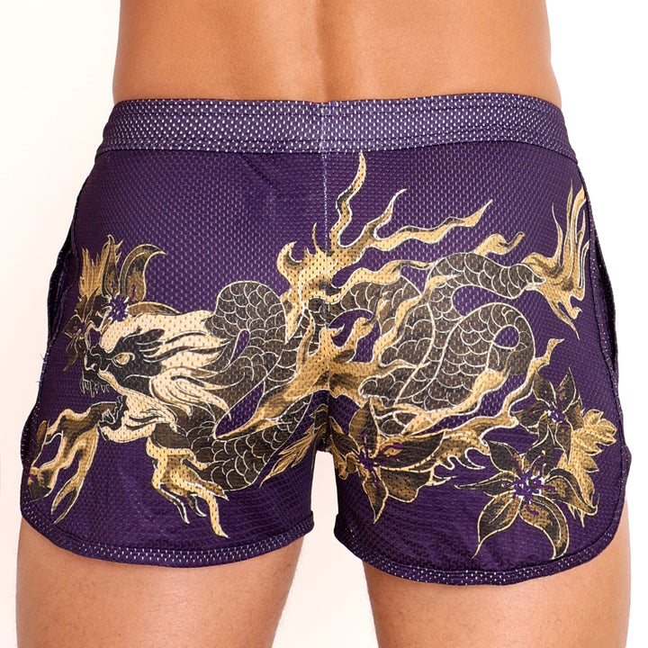 Fire Breathing Dragon Mesh Short Purple