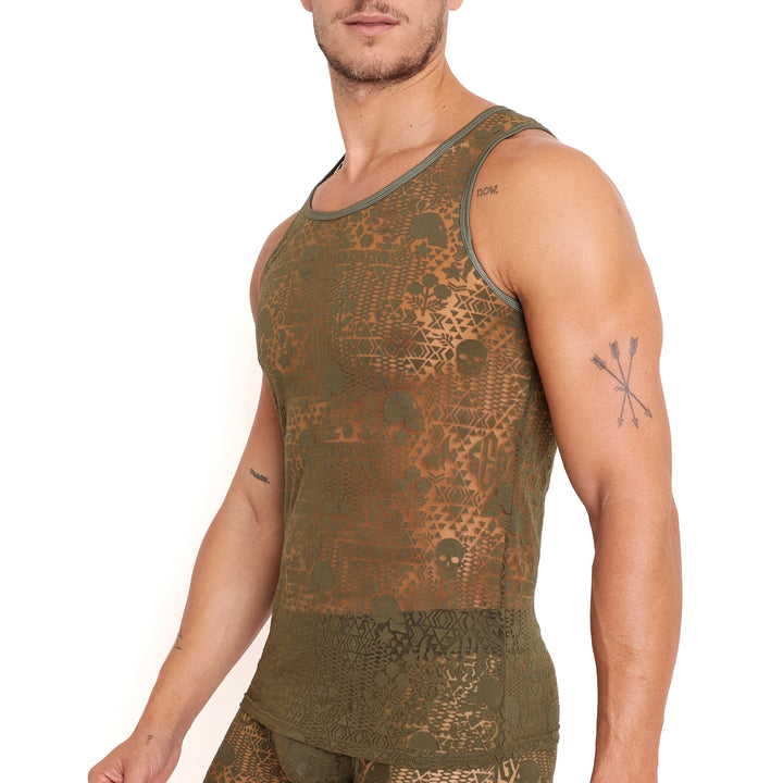 Skull & Bones Burnout Olive Tank