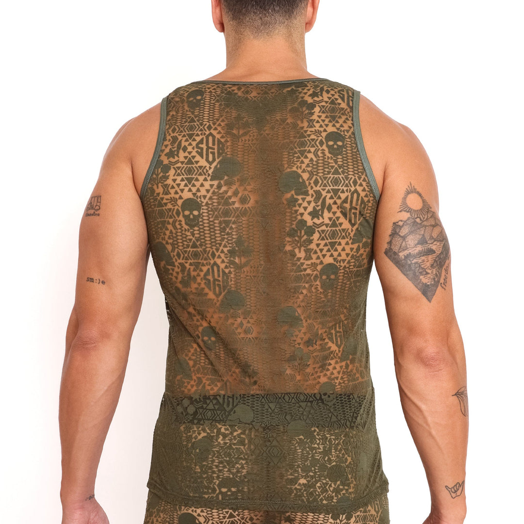 Skull & Bones Burnout Olive Tank