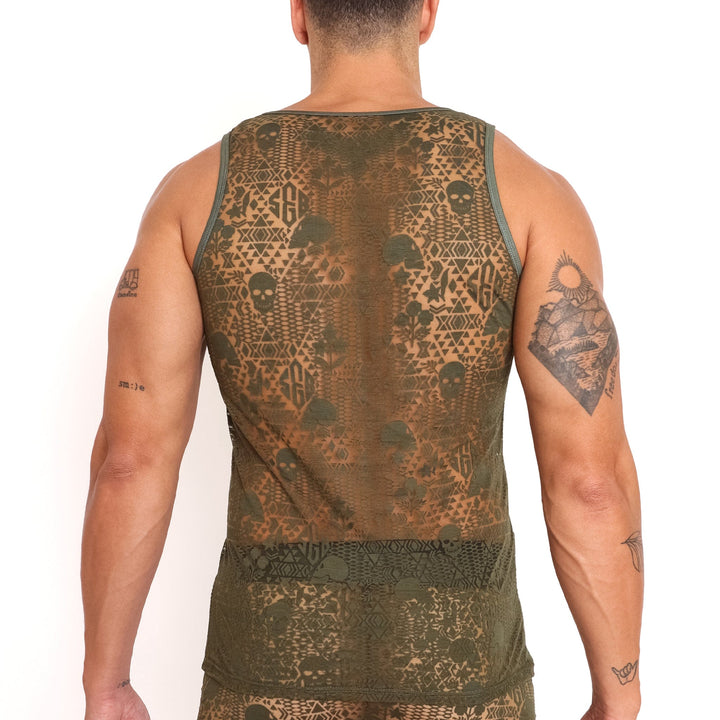 Skull & Bones Burnout Olive Tank