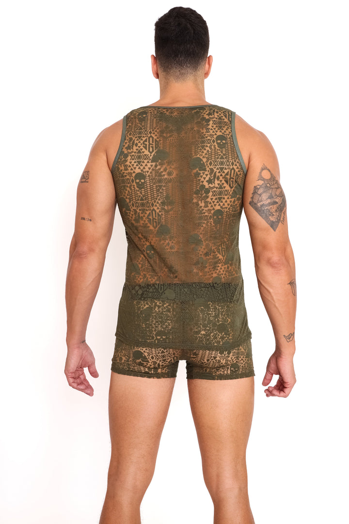 Skull & Bones Burnout Olive Tank