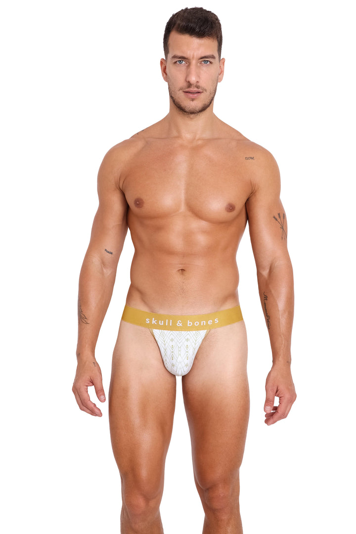 Art Deco White Thong