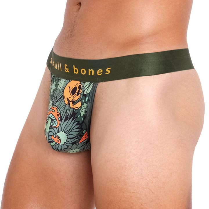 Groovy Floral Mushroom Thong Olive