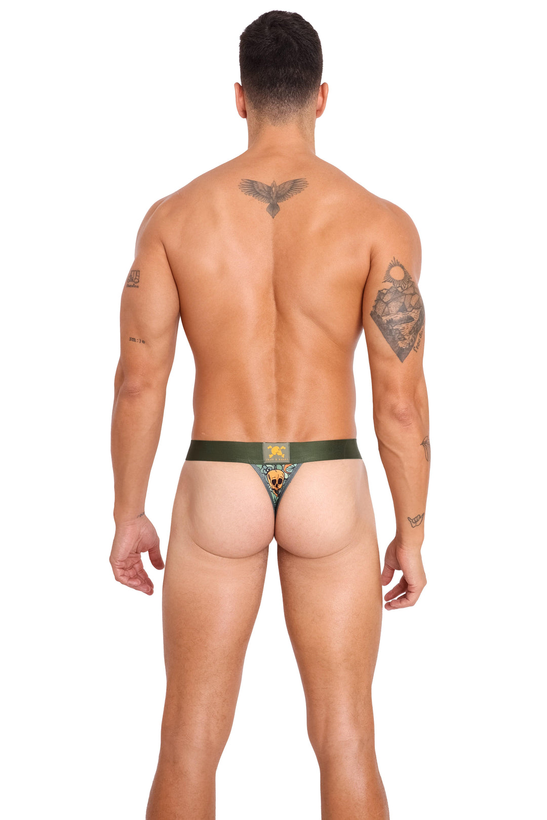 Groovy Floral Mushroom Thong Olive