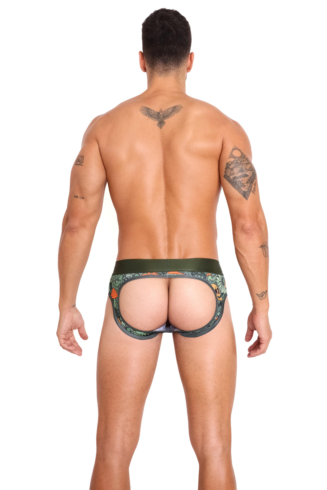 Groovy Floral Mushroom Y-Jock Olive