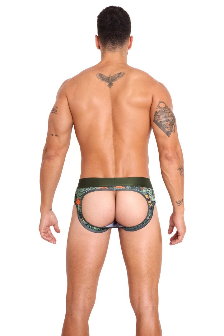 Groovy Floral Mushroom Y-Jock Olive