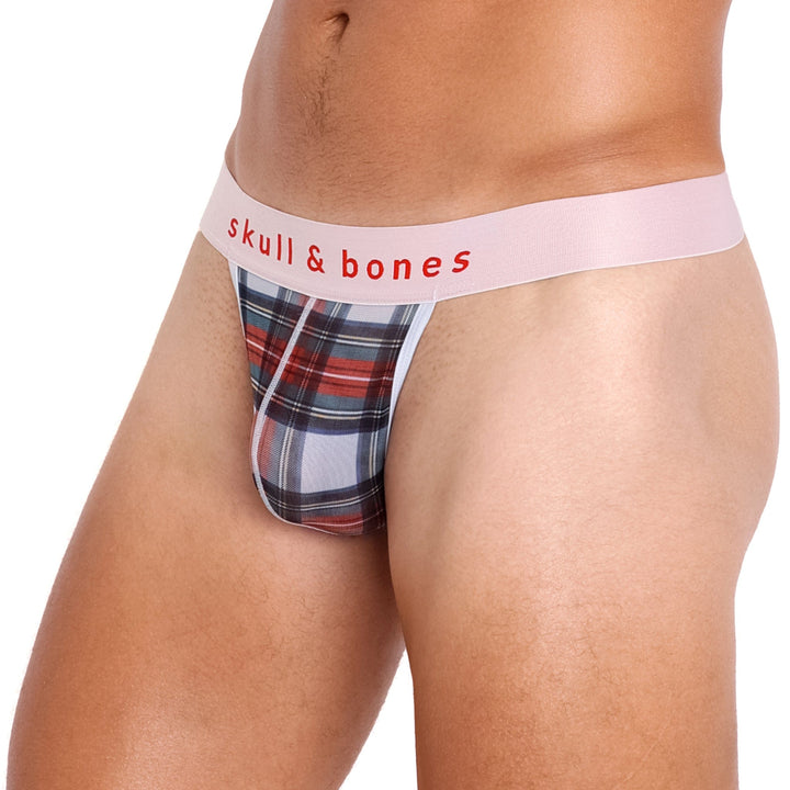 Tartan Sheer Mesh White Thong
