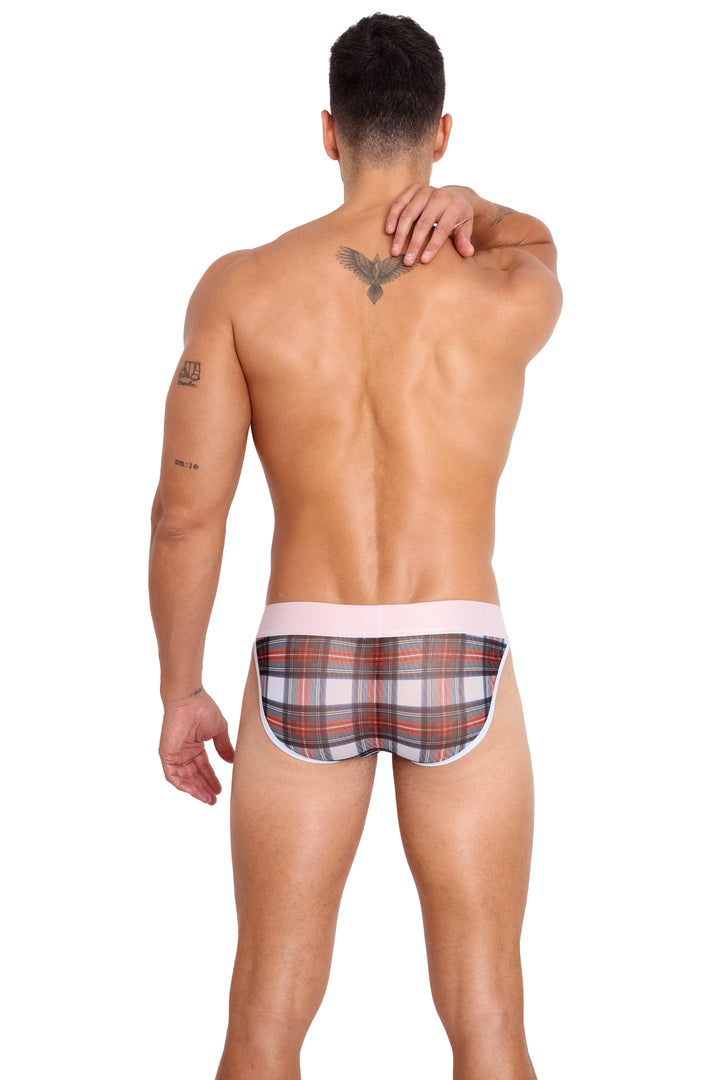 Tartan Sheer Mesh White Sport Brief