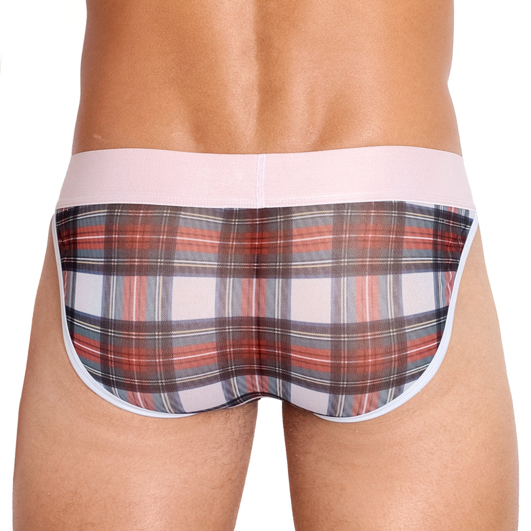 Tartan Sheer Mesh White Sport Brief