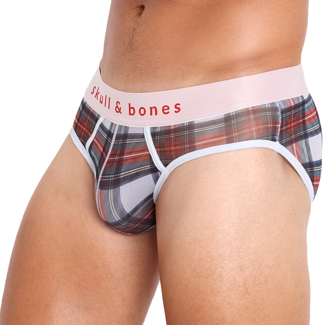 Tartan Sheer Mesh White Brief