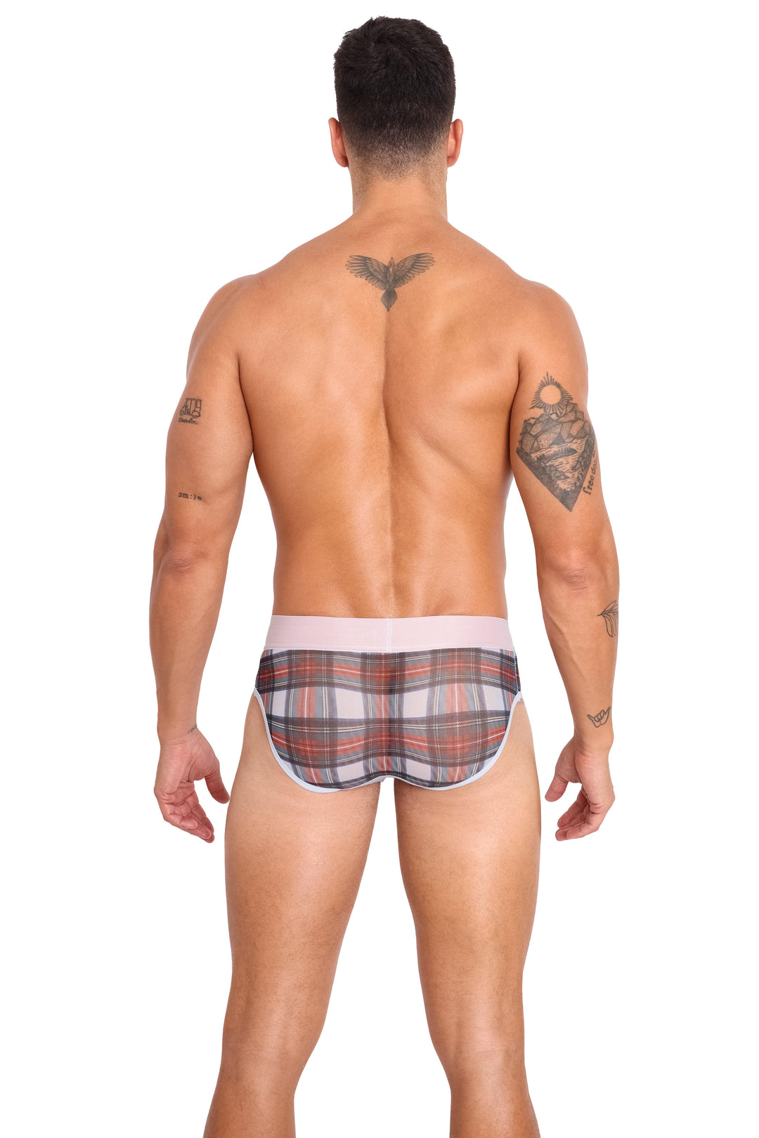 Tartan Sheer Mesh White Brief