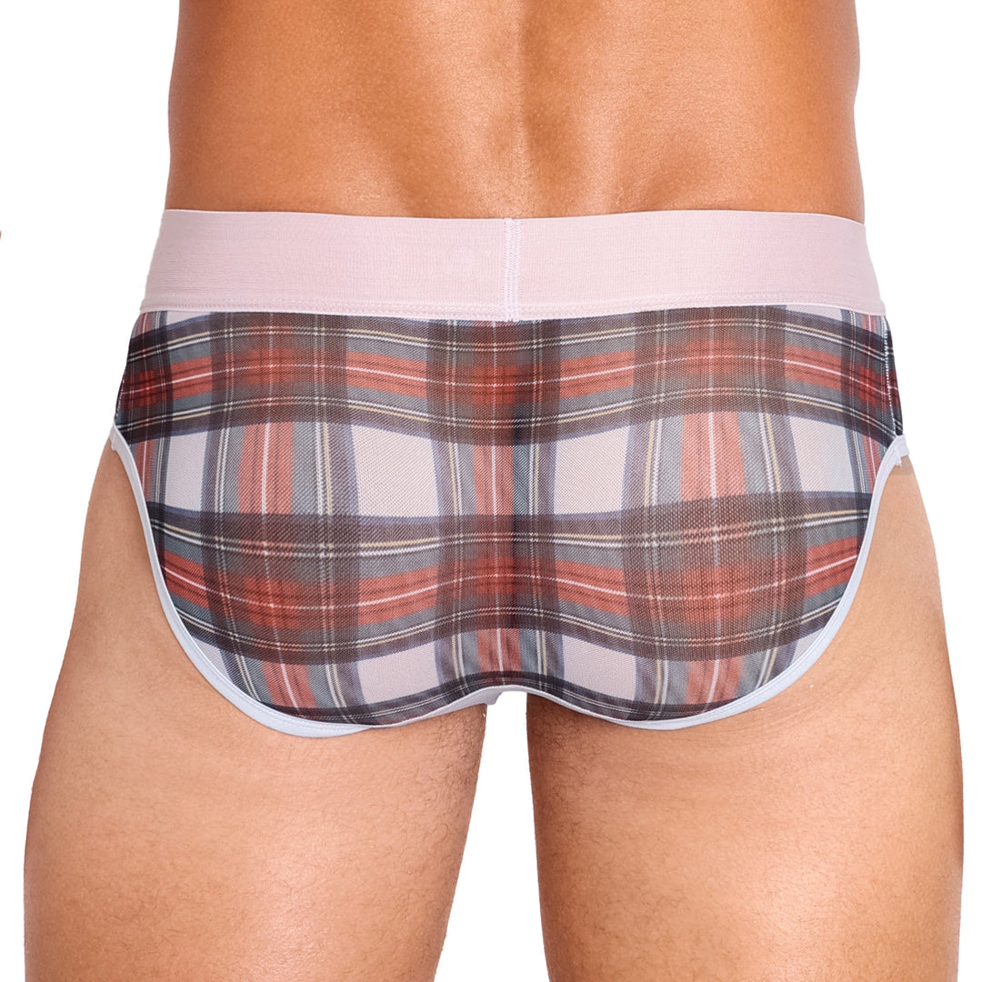 Tartan Sheer Mesh White Brief