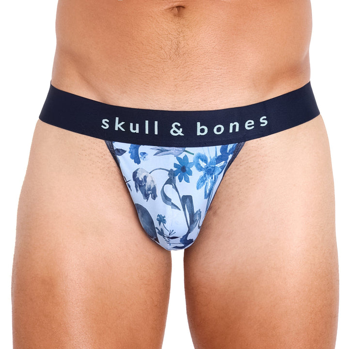 Hand Painted Dutch Floral Thong Sky