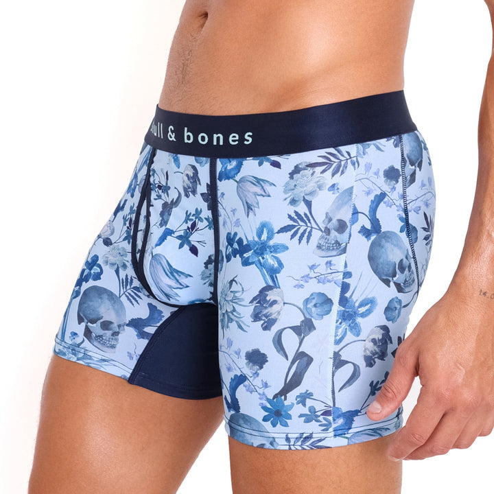 Hand Painted Dutch Floral Boxer Brief Sky