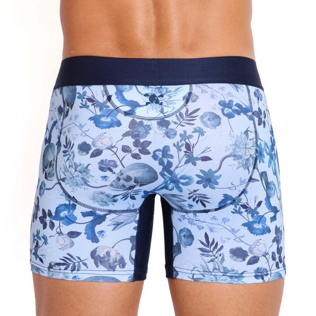 Hand Painted Dutch Floral Boxer Brief Sky