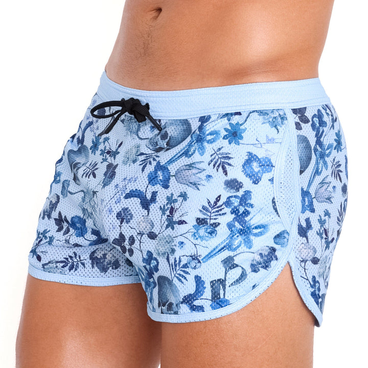 Hand Painted Dutch Floral Mesh Short Sky