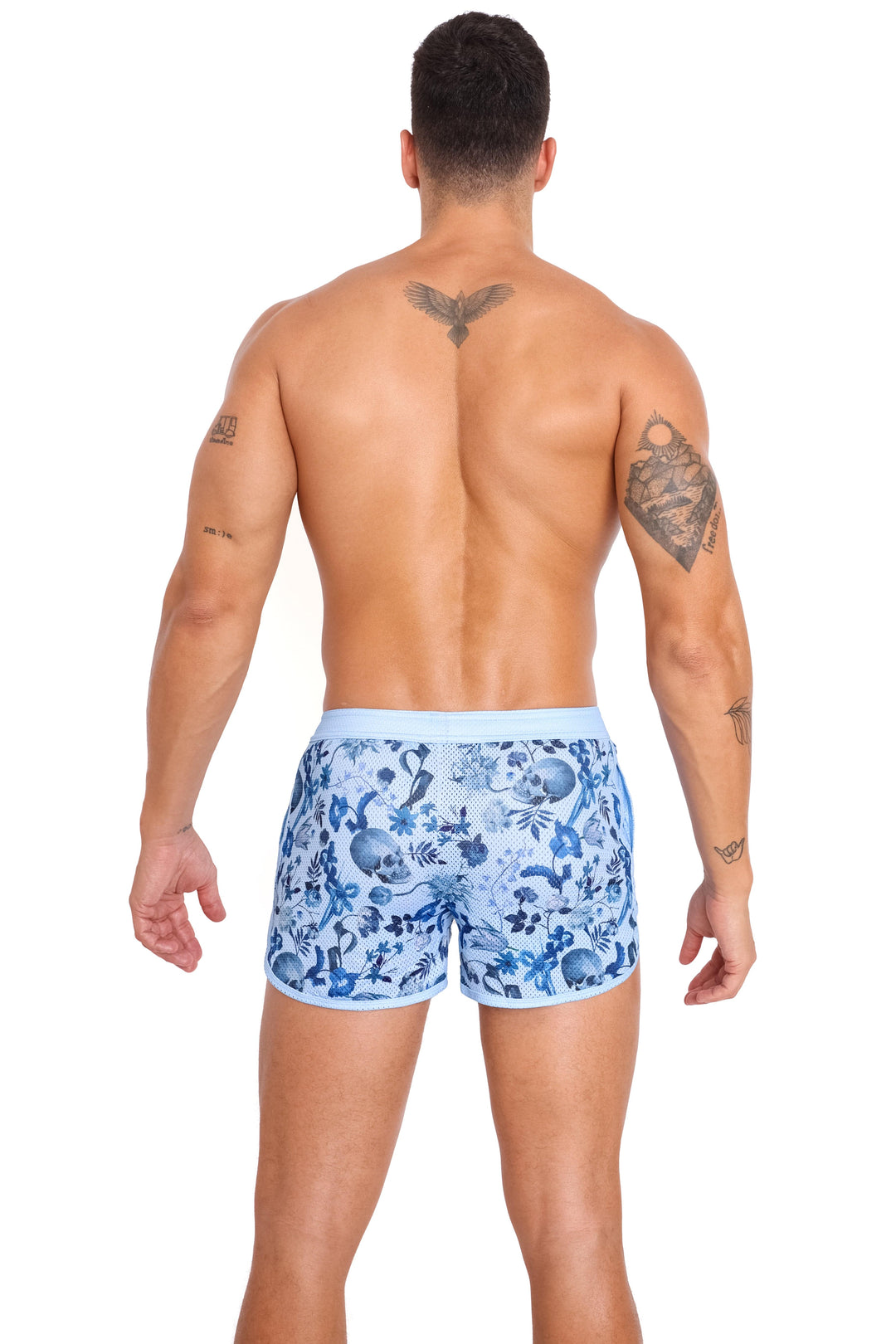 Hand Painted Dutch Floral Mesh Short Sky