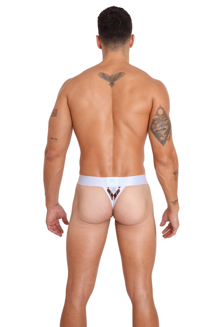 Skull Argyle Thong White