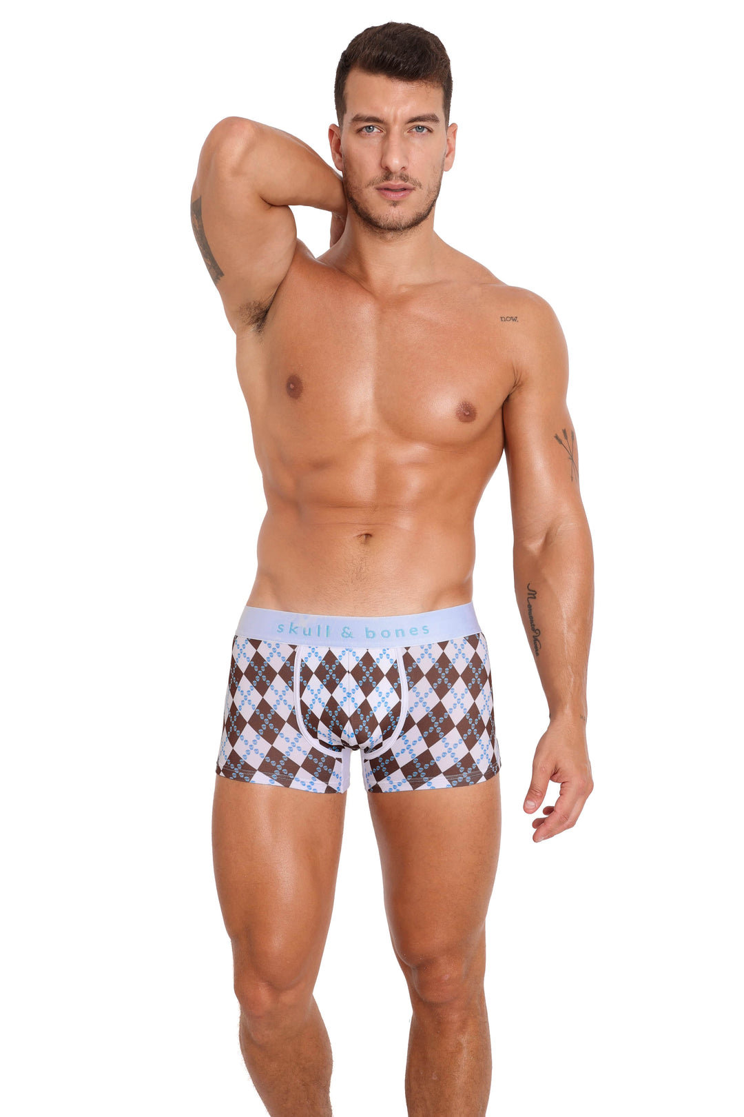 Skull Argyle Trunk White