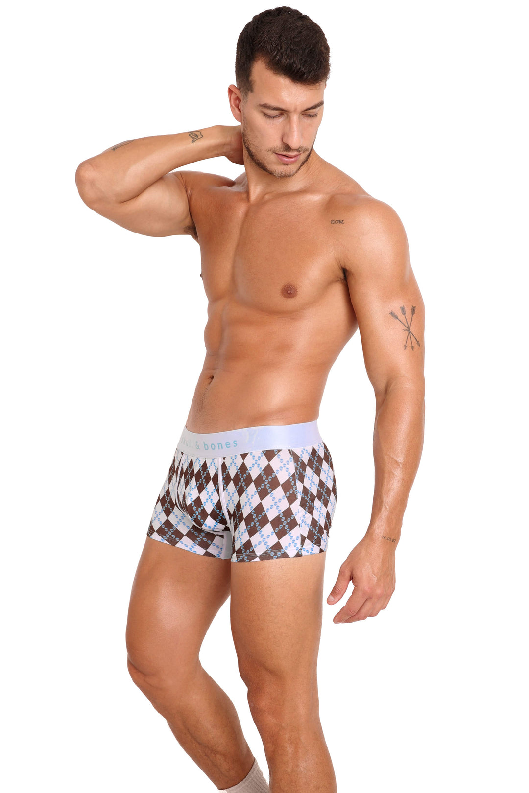 Skull Argyle Trunk White