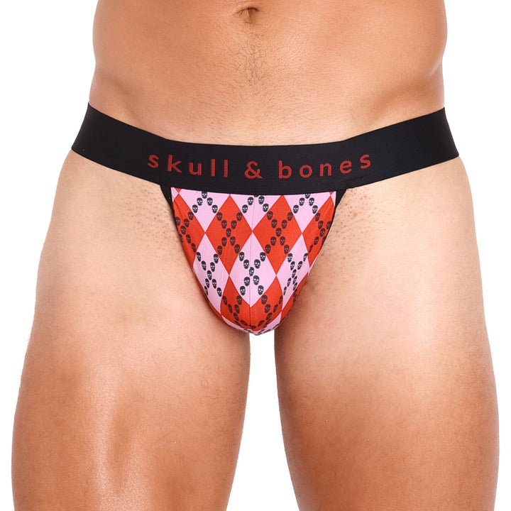Skull Argyle Thong Red