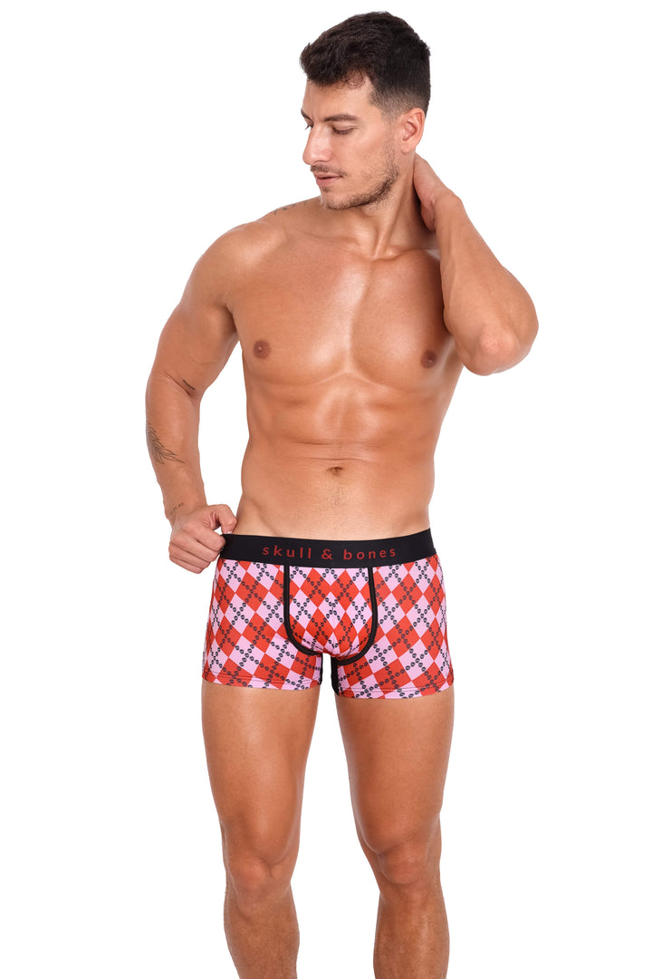 Skull Argyle Trunk Red