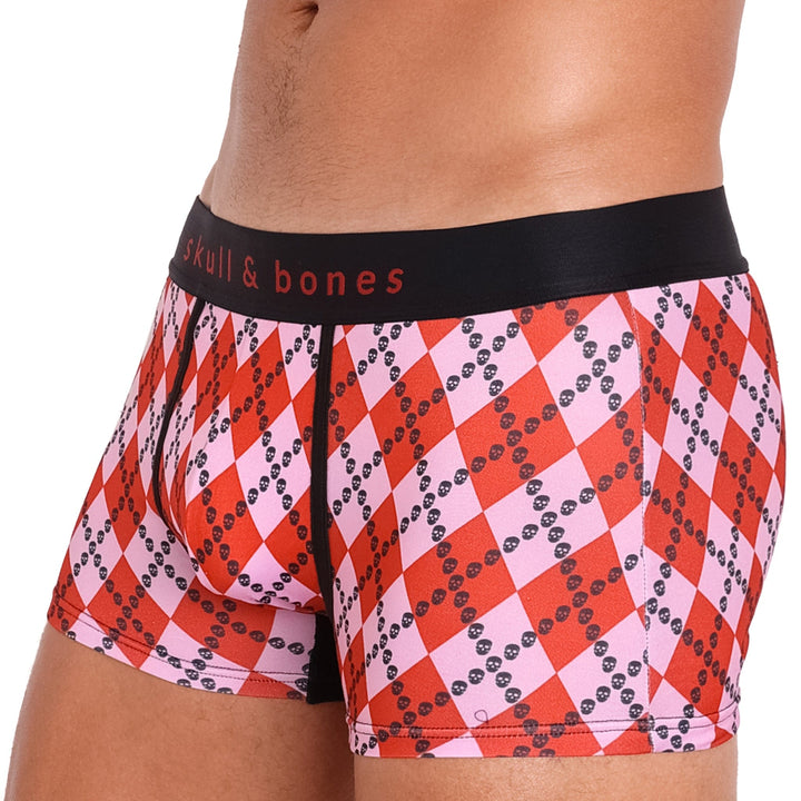 Skull Argyle Trunk Red