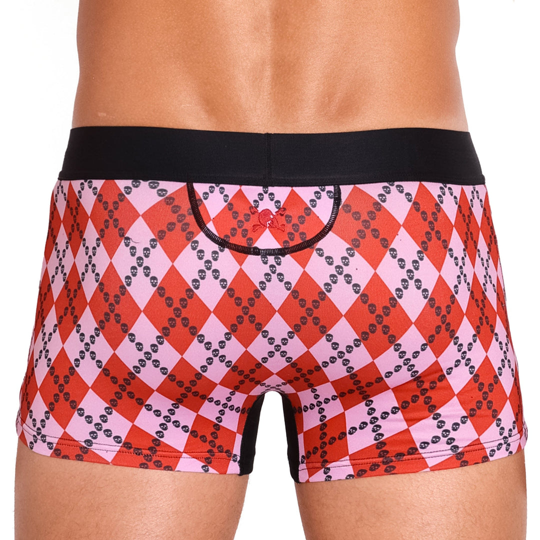 Skull Argyle Trunk Red