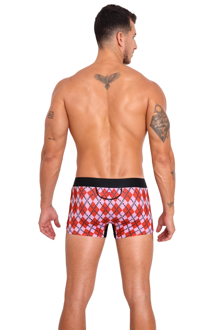 Skull Argyle Trunk Red