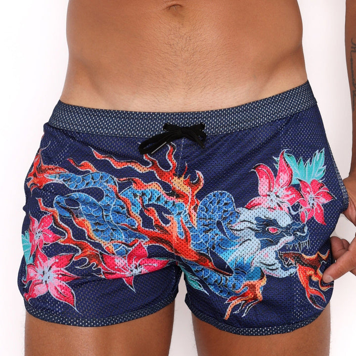 Fire Breathing Dragon Mesh Short Blue