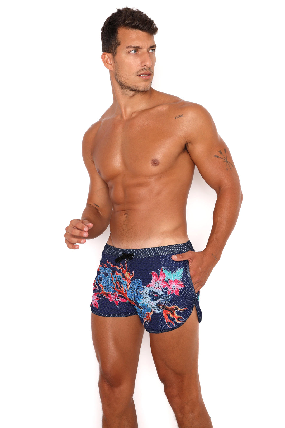 Fire Breathing Dragon Mesh Short Blue