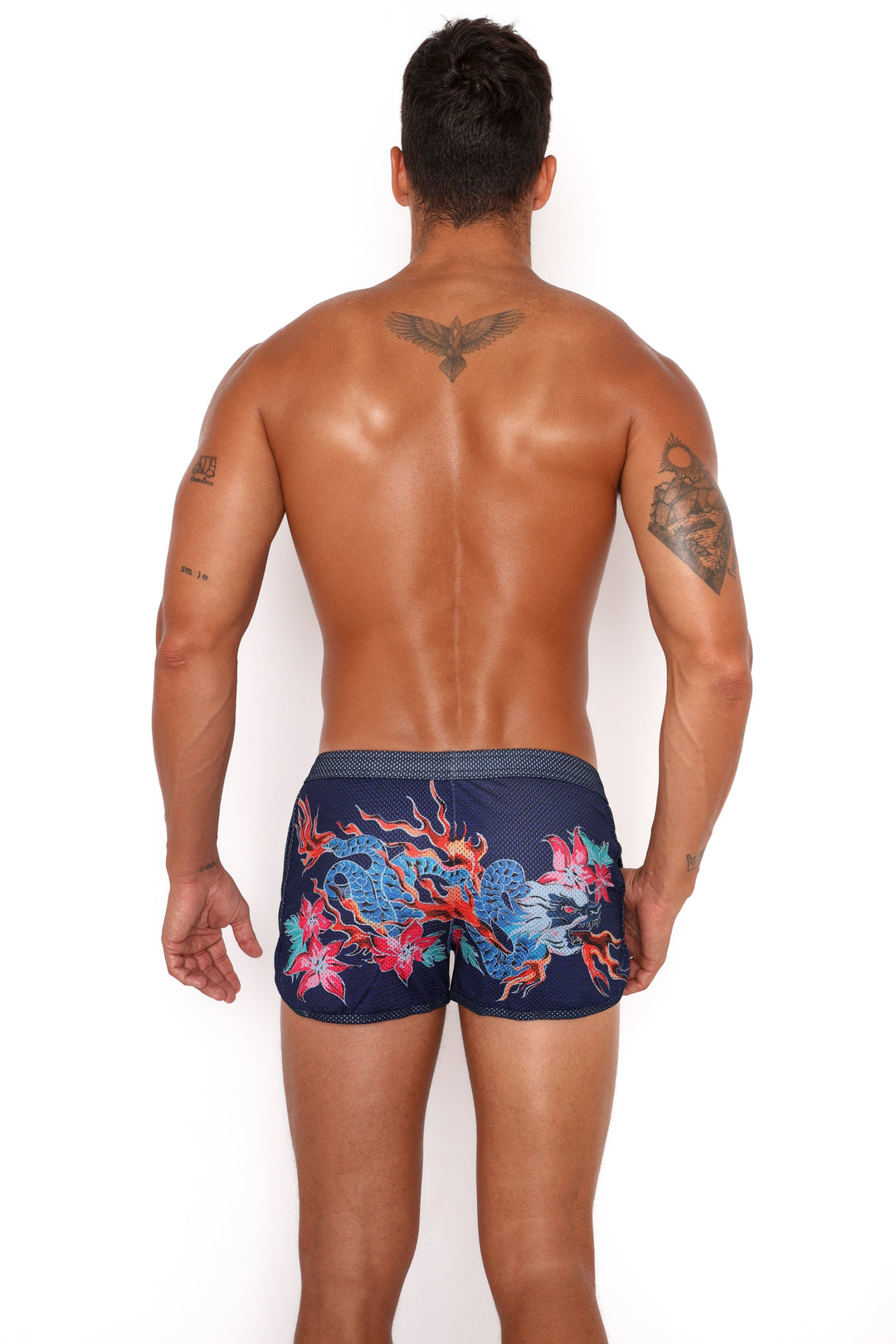 Fire Breathing Dragon Mesh Short Blue