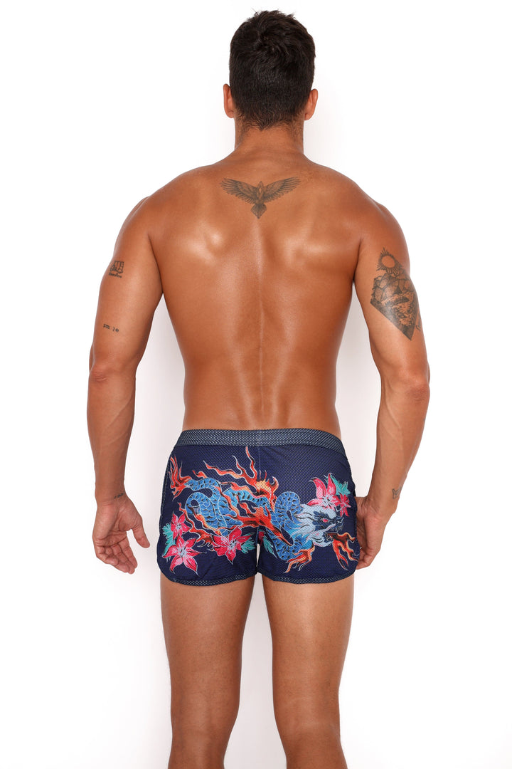 Fire Breathing Dragon Mesh Short Blue