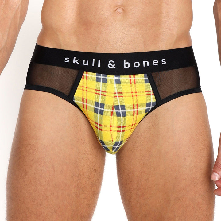 Yellow Tartan Sheer Mesh Brief