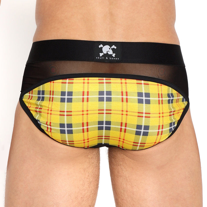 Yellow Tartan Sheer Mesh Brief