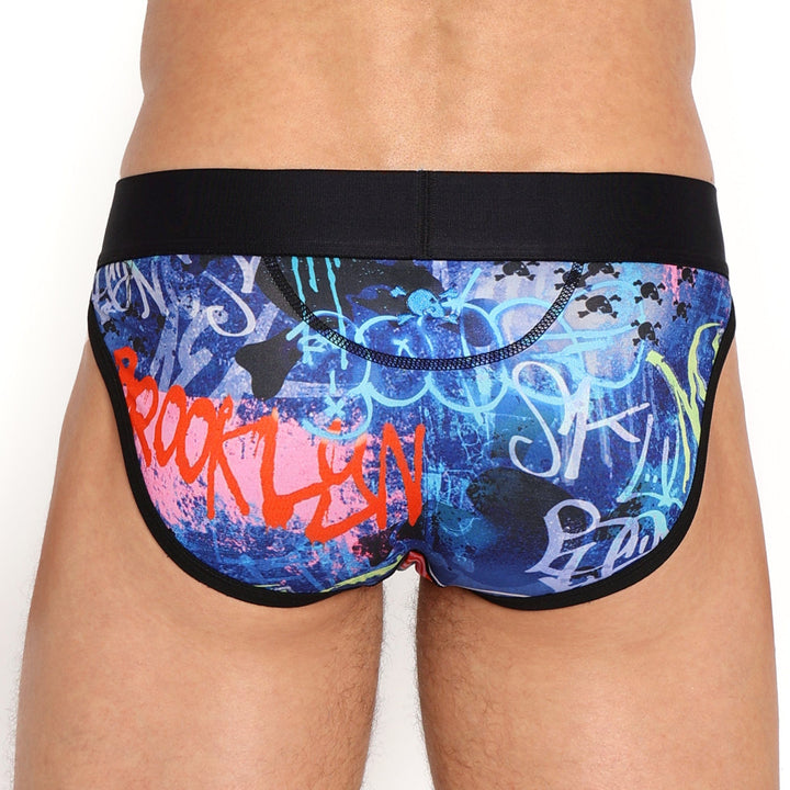 Blue Skull Graffiti Sport Brief