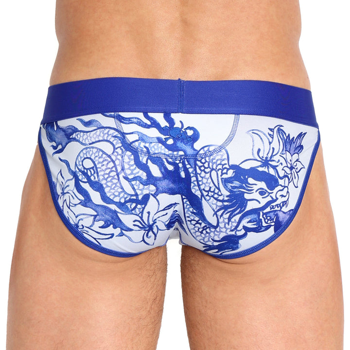 Hand Painted Indigo Dragon Sport Brief