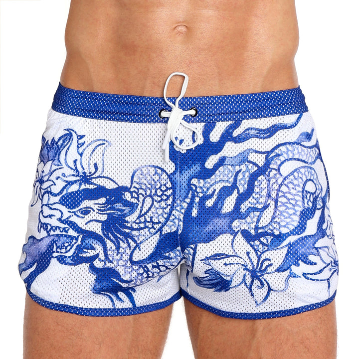 Hand Painted Indigo Mesh Shorts