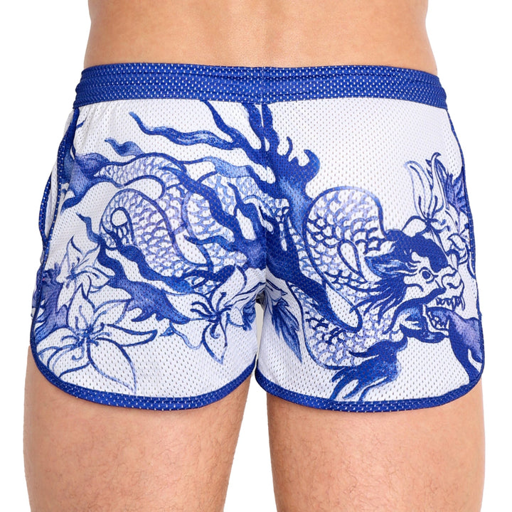 Hand Painted Indigo Mesh Shorts