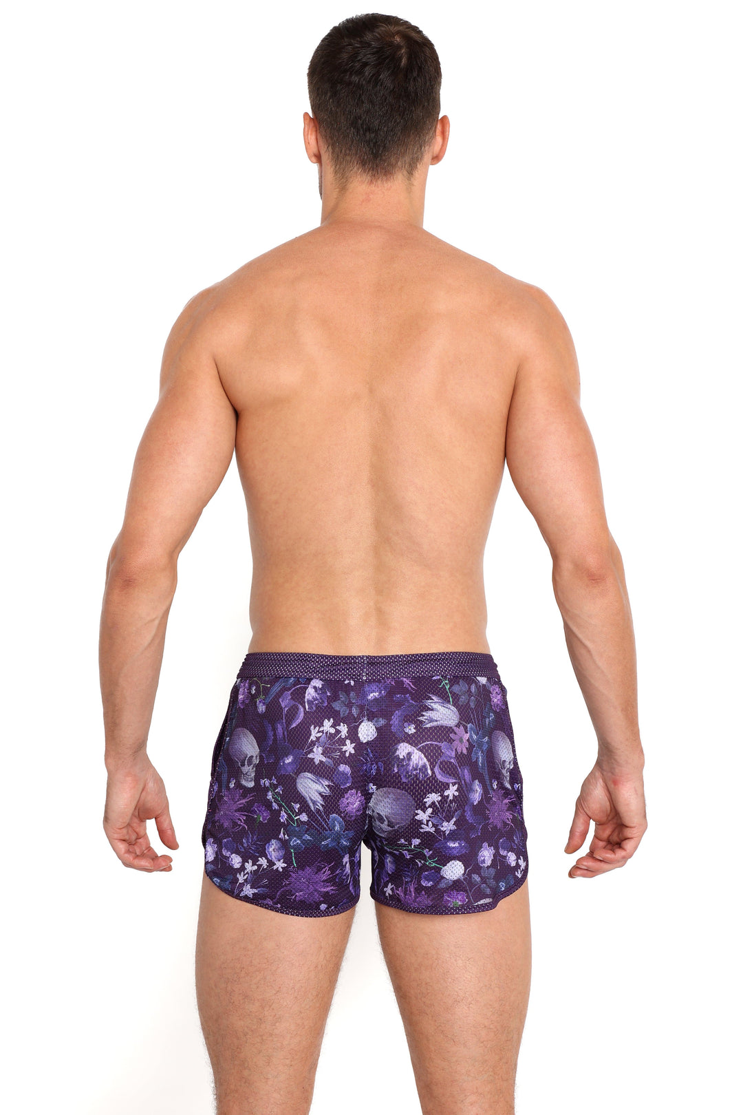 Hand Painted Dutch Floral Mesh Short Purple