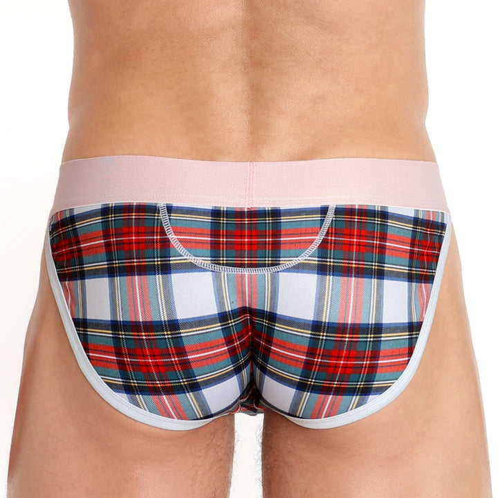 Tartan Plaid Sport Brief White