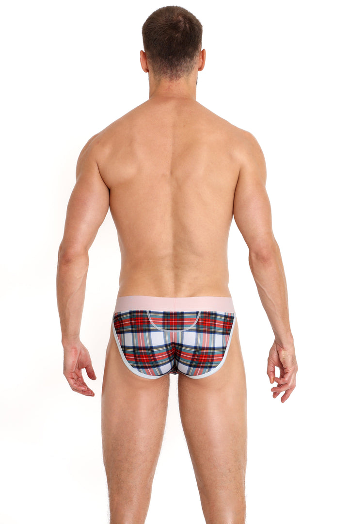 Tartan Plaid Sport Brief White