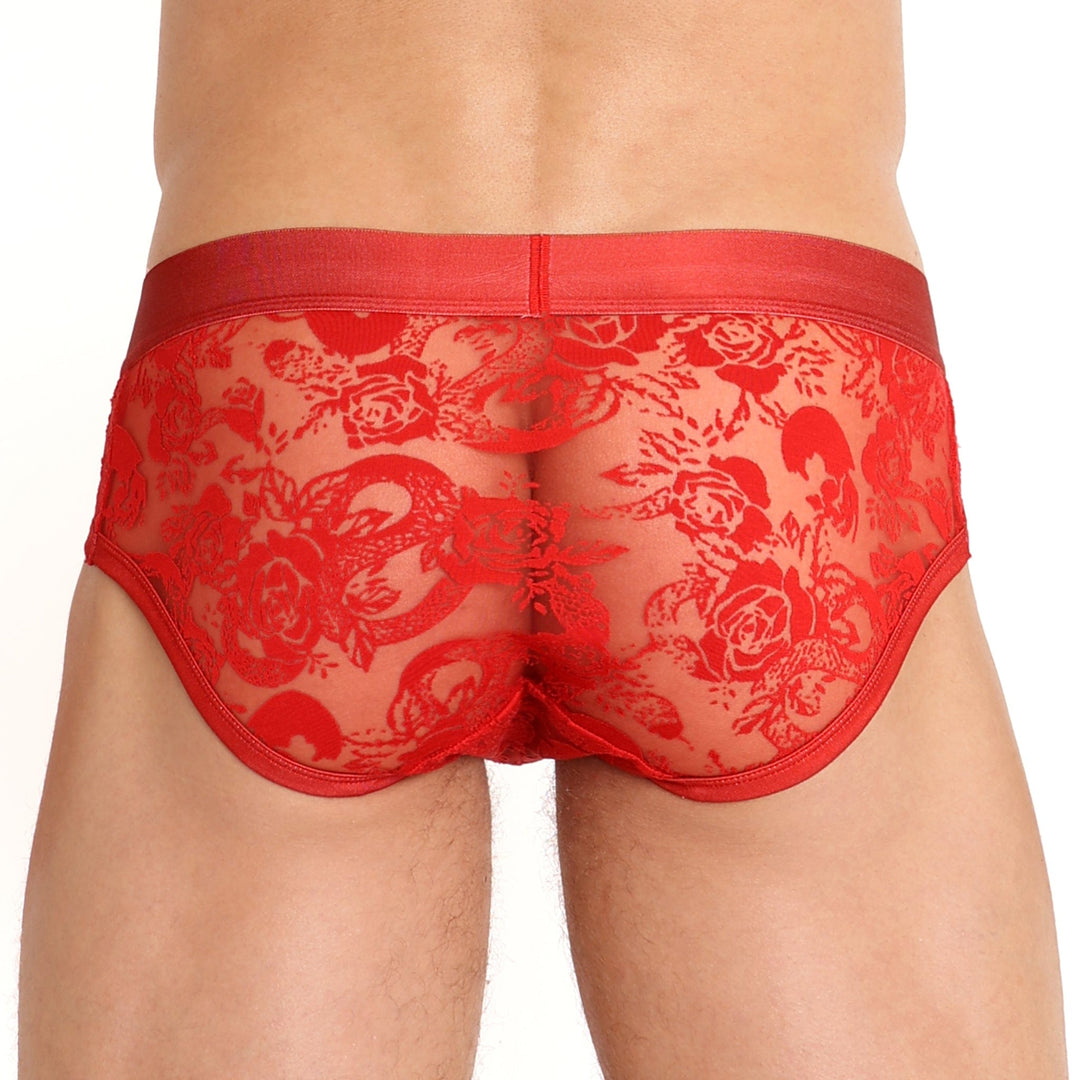 Snake Rose Burnout Brief Red