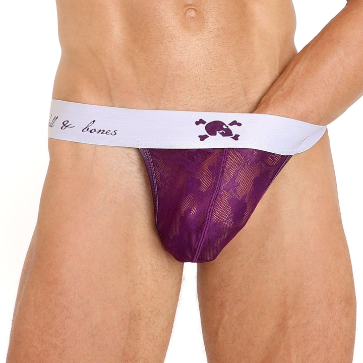 Floral Lace Purple Thong