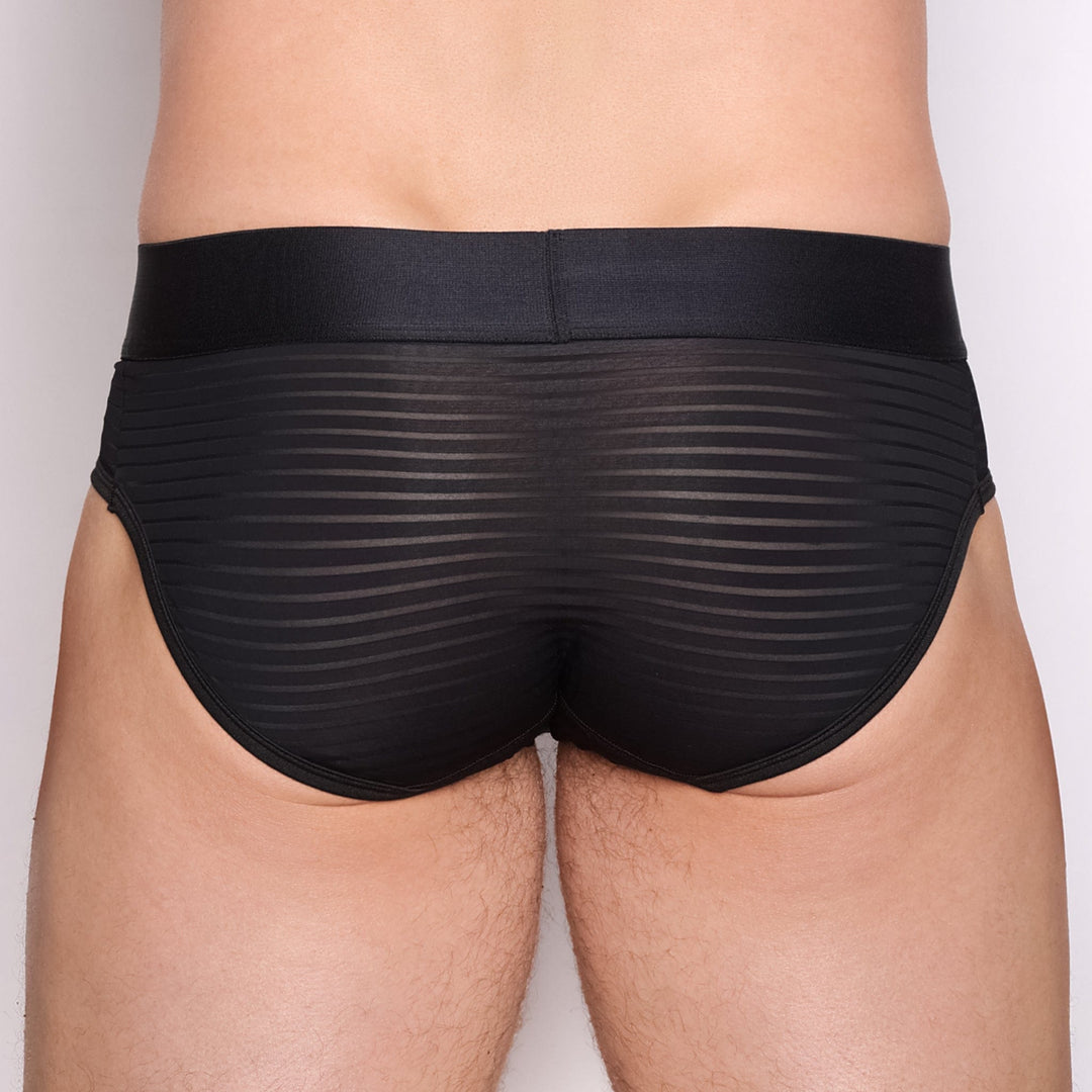 Just The Bones Sheer Black Stripe Brief