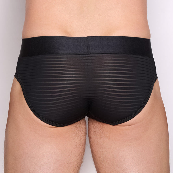 Just The Bones Sheer Black Stripe Brief